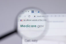 New York, USA - 26 April 2021: Medicare logo close-up on website page, Illustrative Editorial